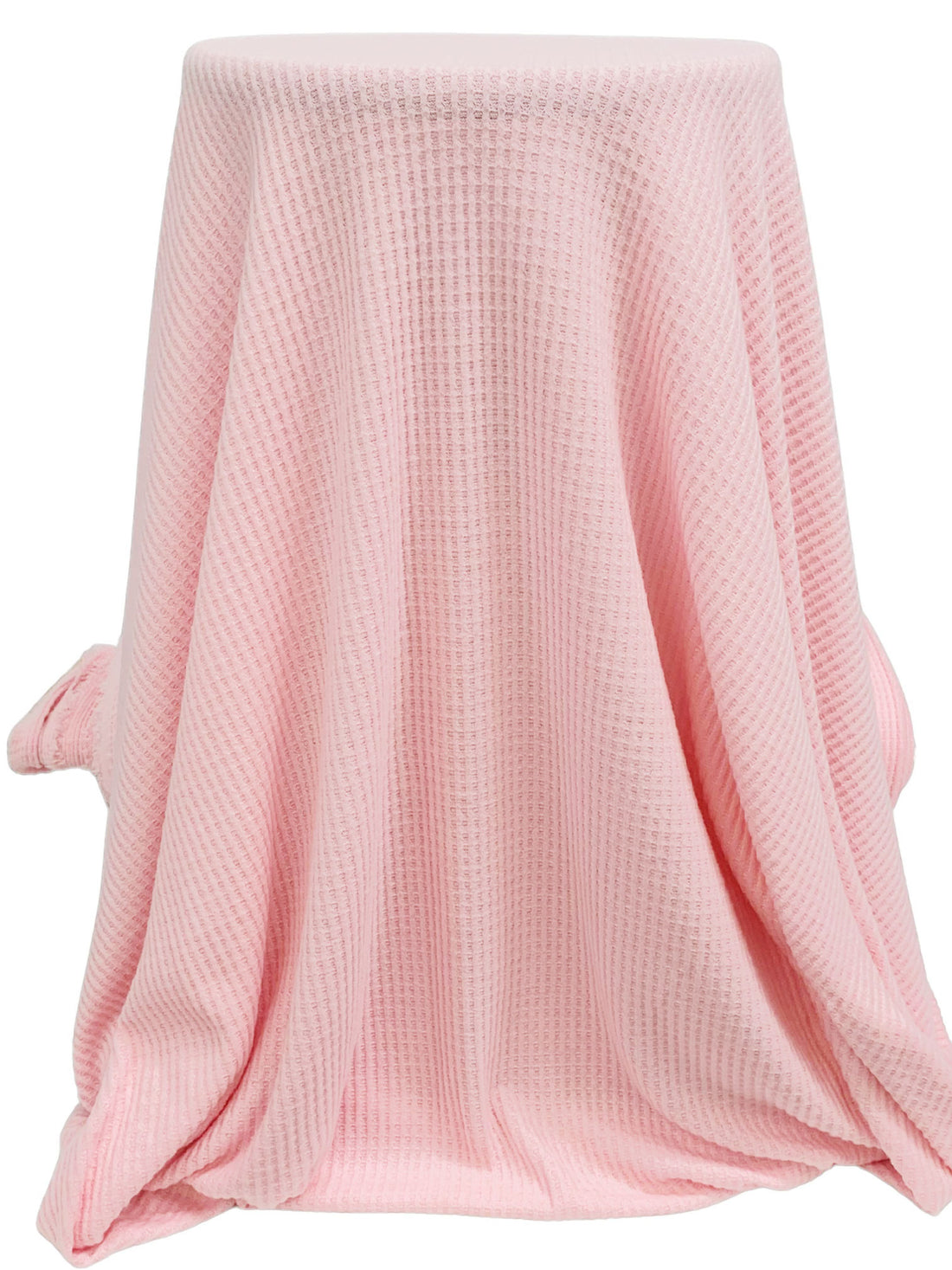 Soft Pink Polyester/Rayon/Lycra Brushed Waffle Sweater Knit 60W