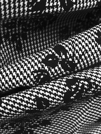 Black/White Rayon/Nylon/Lycra Floral Silhouette Print Stretch Bengaline Suiting 58W
