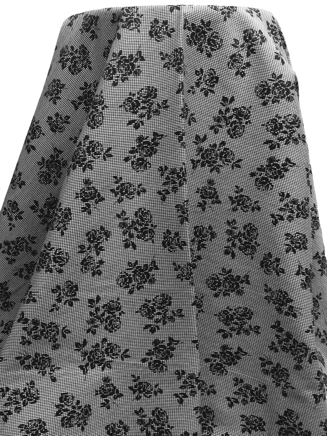 Black/White Rayon/Nylon/Lycra Floral Silhouette Print Stretch Bengaline Suiting 58W