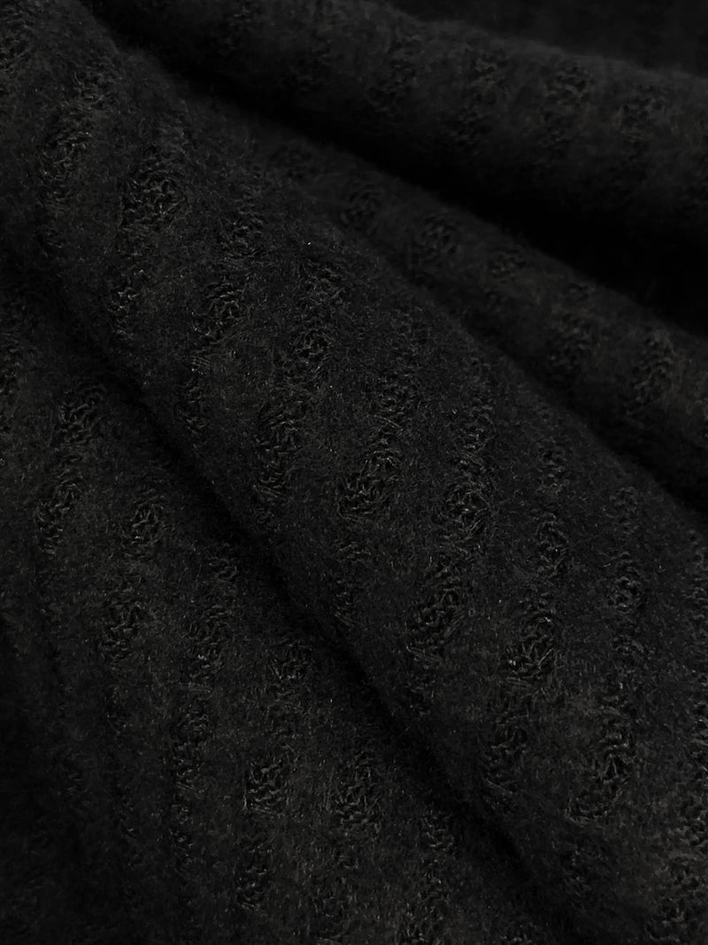 Black Polyester/Rayon/Lycra Brushed Waffle Sweater Knit 56W