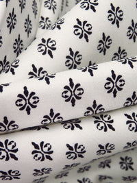 Off-White/Black Rayon/Nylon/Lycra Small Damask Print Stretch Bengaline Suiting 57W