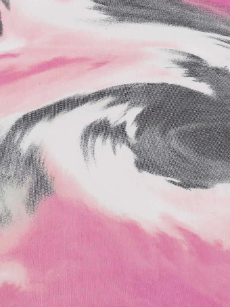 Cotton Candy/Black/Deep Magenta/Multi Nylon/Lycra Tie-Dye Swirls Print Mesh Knit - Norma Kamali - 56W