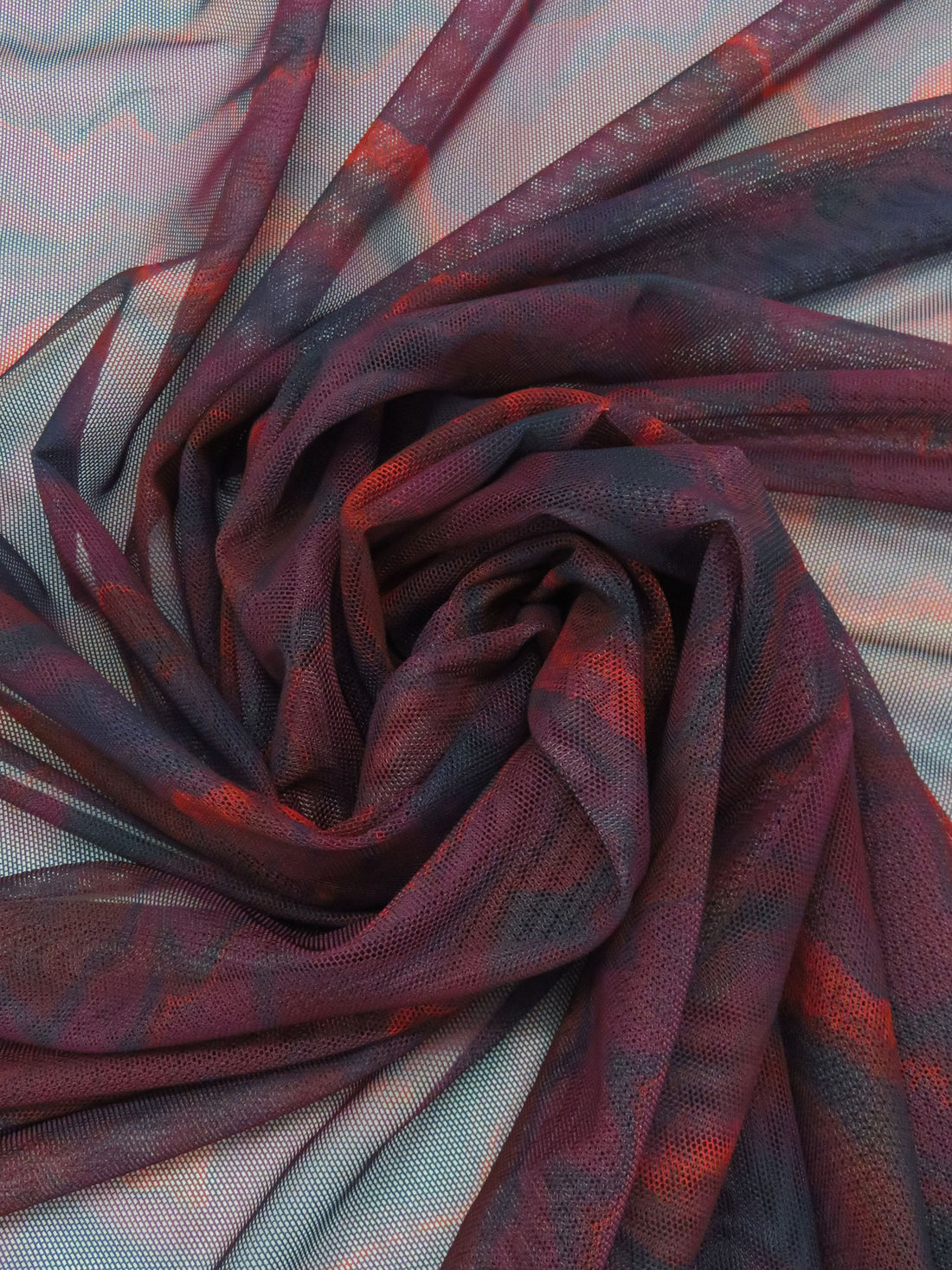Cabernet/Crimson/Midnight Navy/Multi Nylon/Lycra Marbled Stripe Print Mesh Knit - Norma Kamali - 56W