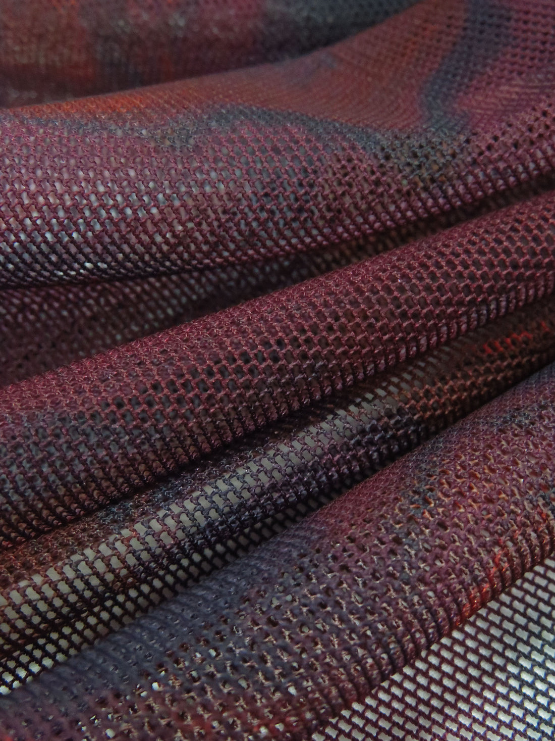 Cabernet/Crimson/Midnight Navy/Multi Nylon/Lycra Marbled Stripe Print Mesh Knit - Norma Kamali - 56W