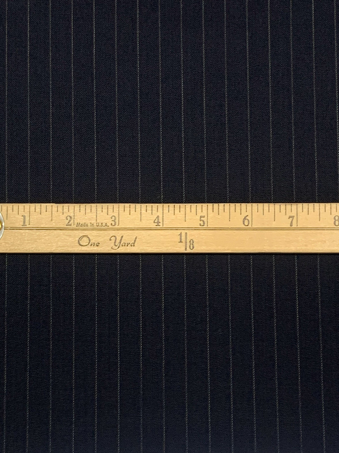 Midnight Navy/Dark Gray 100% Wool Vertical Pinstripe Weave Suiting - NY Designer - 60W