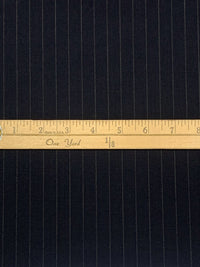 Midnight Navy/Dark Gray 100% Wool Vertical Pinstripe Weave Suiting - NY Designer - 60W