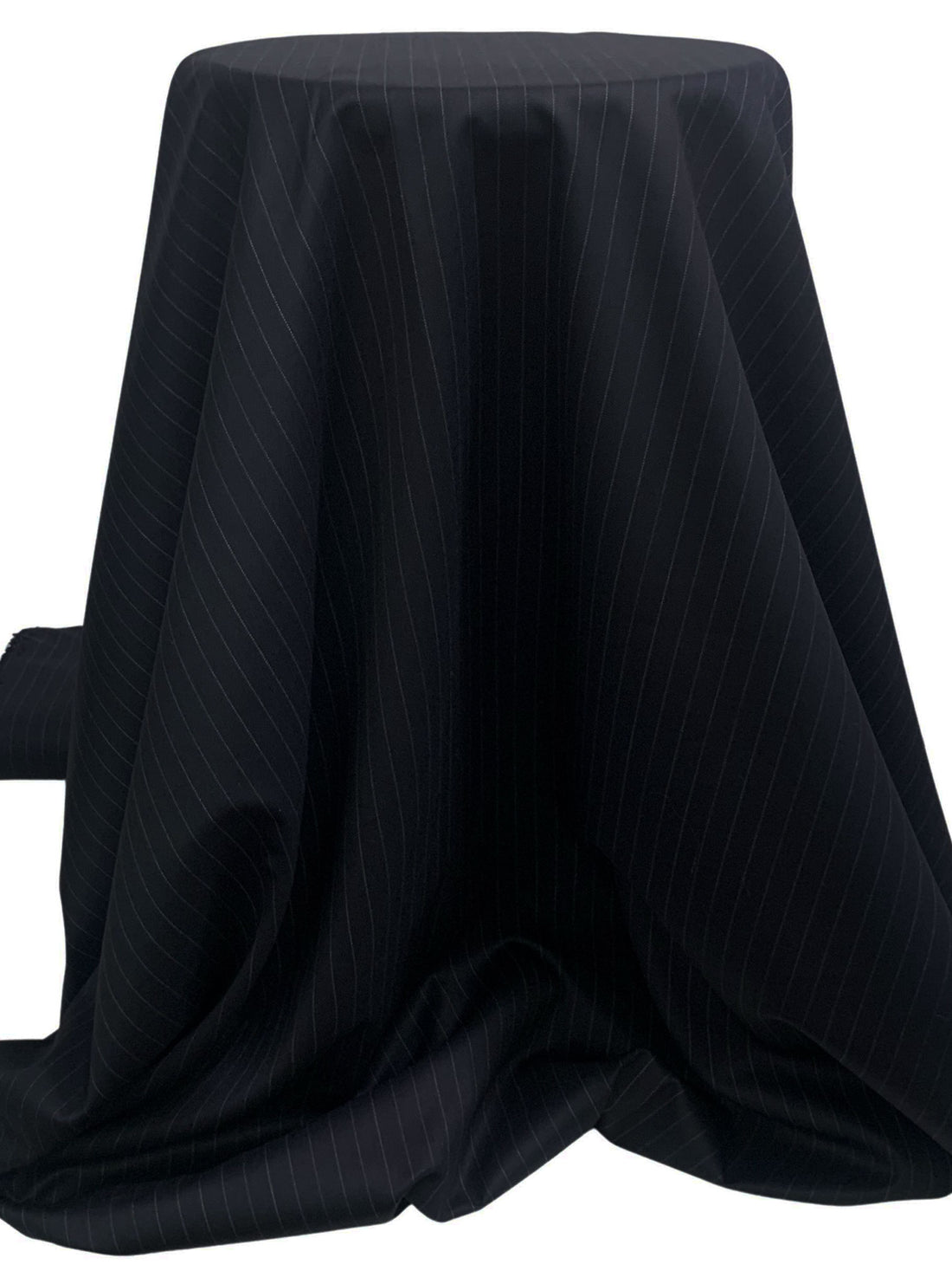 Midnight Navy/Dark Gray 100% Wool Vertical Pinstripe Weave Suiting - NY Designer - 60W