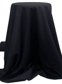 Midnight Navy/Dark Gray 100% Wool Vertical Pinstripe Weave Suiting - NY Designer - 60W