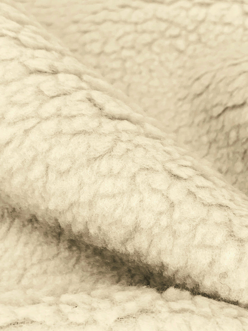 Soft Beige/Heathered Charcoal 100% Polyester/100% Cotton Double Faced Sherpa Fleece Coating - Norma Kamali - 59W