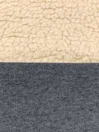 Soft Beige/Heathered Charcoal 100% Polyester/100% Cotton Double Faced Sherpa Fleece Coating - Norma Kamali - 59W