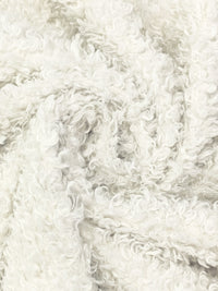 Soft Eggshell/Mauve Pink 100% Polyester Curly Faux Fur - Norma Kamali - 59W