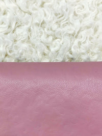 Soft Eggshell/Mauve Pink 100% Polyester Curly Faux Fur - Norma Kamali - 59W
