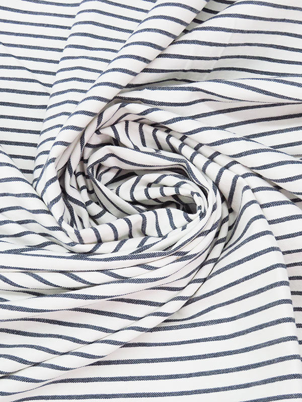 White/Navy Rayon/Nylon/Spandex Raised Yarn-Dyed Stripe Stretch Bengaline Suiting - NY Designer - 58W