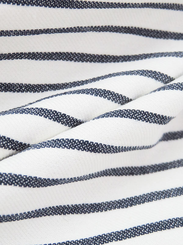 White/Navy Rayon/Nylon/Spandex Raised Yarn-Dyed Stripe Stretch Bengaline Suiting - NY Designer - 58W