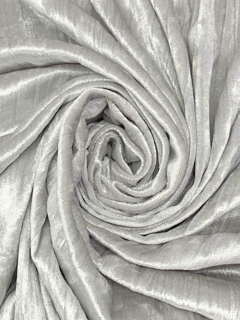 Pale Silver Polyester/Lycra Crinkle Stretch Velvet Knit - Norma Kamali - 42W