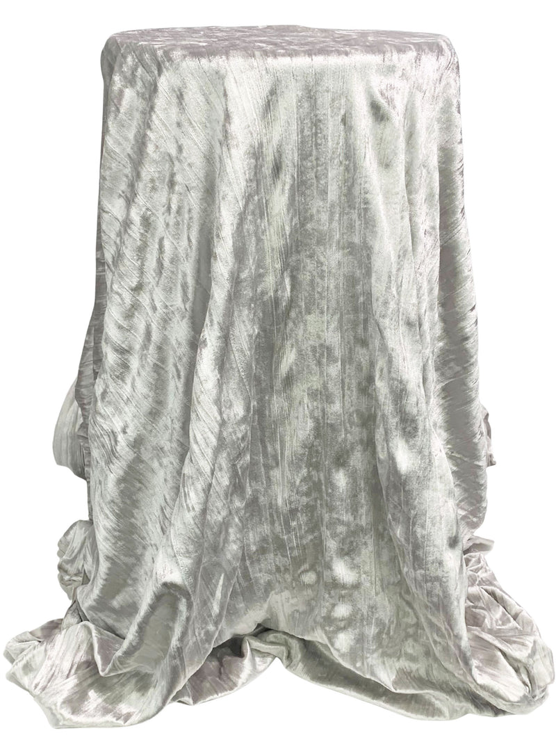 Pale Silver Polyester/Lycra Crinkle Stretch Velvet Knit - Norma Kamali - 42W