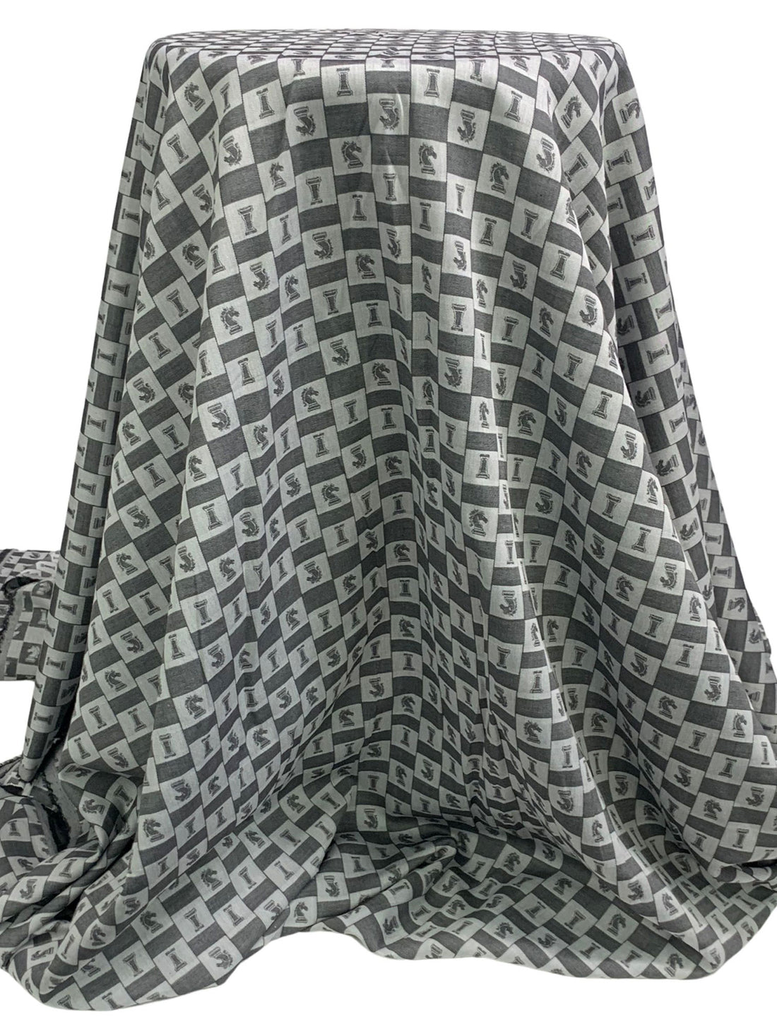 Muted Black/White Cotton/Rayon Chess Piece Weave Jacquard Shirting - NY Designer - 62W