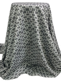 Muted Black/White Cotton/Rayon Chess Piece Weave Jacquard Shirting - NY Designer - 62W