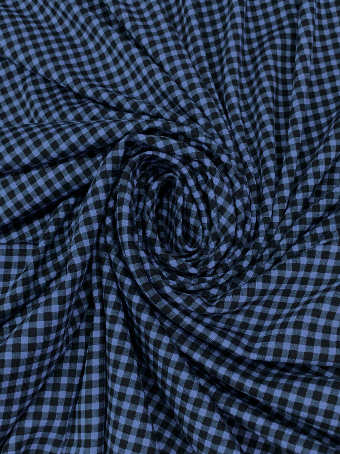 Silver Lake Blue/Black Rayon/Lycra Small Gingham Jersey Knit - Imported From France - 60W