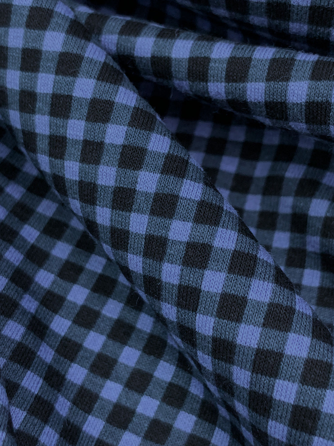 Silver Lake Blue/Black Rayon/Lycra Small Gingham Jersey Knit - Imported From France - 60W