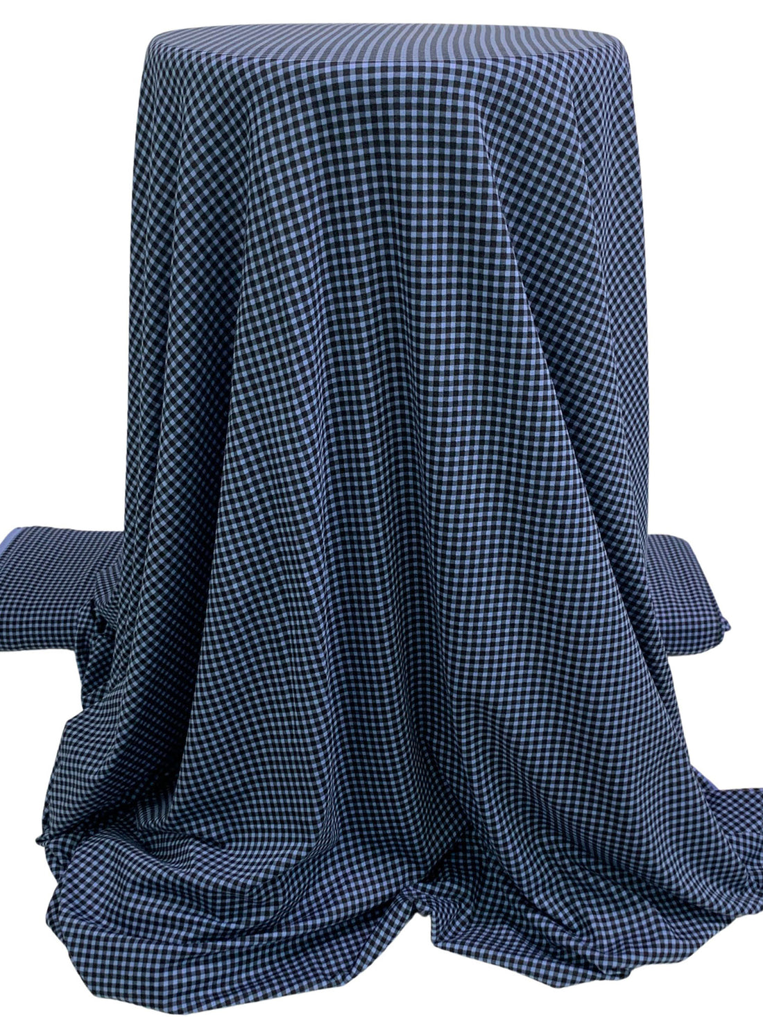 Silver Lake Blue/Black Rayon/Lycra Small Gingham Jersey Knit - Imported From France - 60W