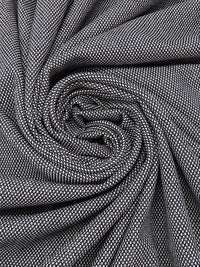 Soft Black/Snow White Rayon/Polyester/Lycra Novelty Weave Stretch Suiting - NY Designer - 54W