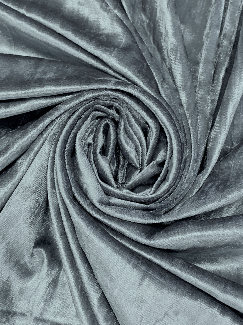 Soft Slate Gray Polyester/Lycra Crinkle Stretch Velvet Knit - Norma Kamali - 50W