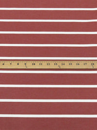 Muted Sedona Red/White Rayon/Nylon/Spandex Horizontal Stripe Print Stretch Bengaline Suiting - NY Designer - 58W