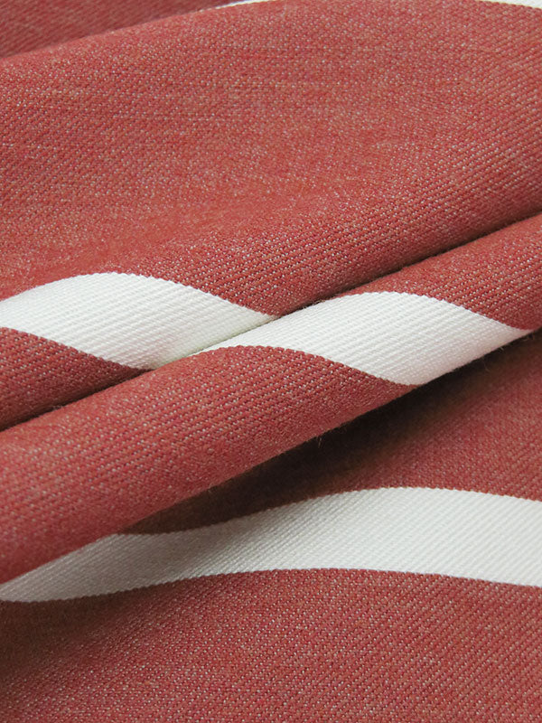 Muted Sedona Red/White Rayon/Nylon/Spandex Horizontal Stripe Print Stretch Bengaline Suiting - NY Designer - 58W