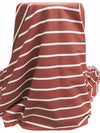 Muted Sedona Red/White Rayon/Nylon/Spandex Horizontal Stripe Print Stretch Bengaline Suiting - NY Designer - 58W