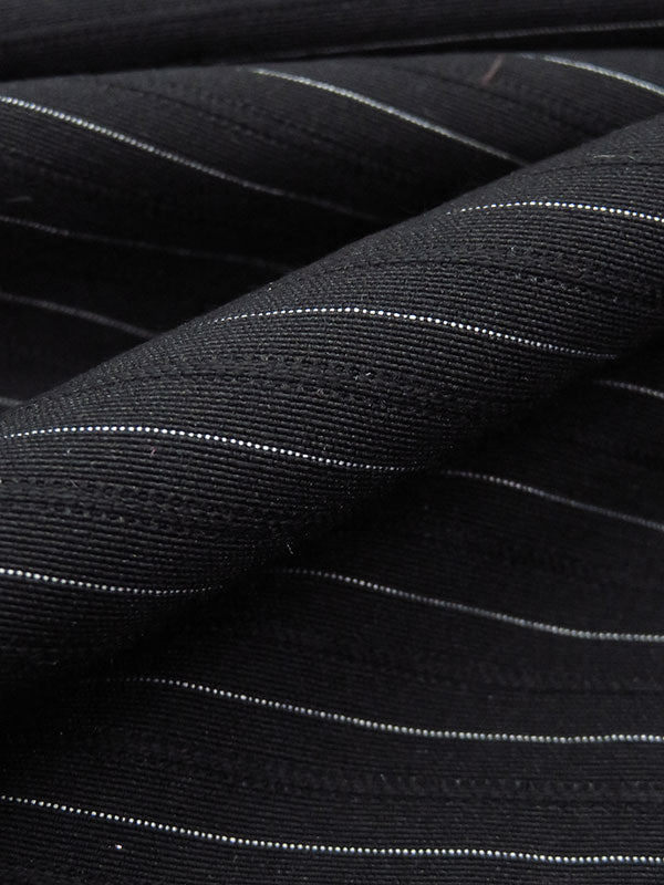 Black/White Rayon/Nylon/Spandex Novelty Horizontal Stripe Weave Light Weight Stretch Bengaline Suiting - NY Designer - 58W