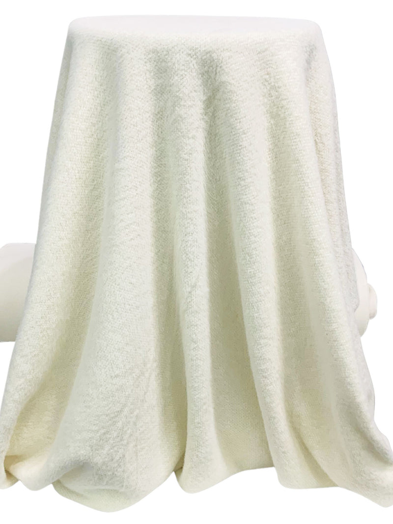 Off-White Polyester/Nylon Furry Sweater Knit - Norma Kamali - 58W