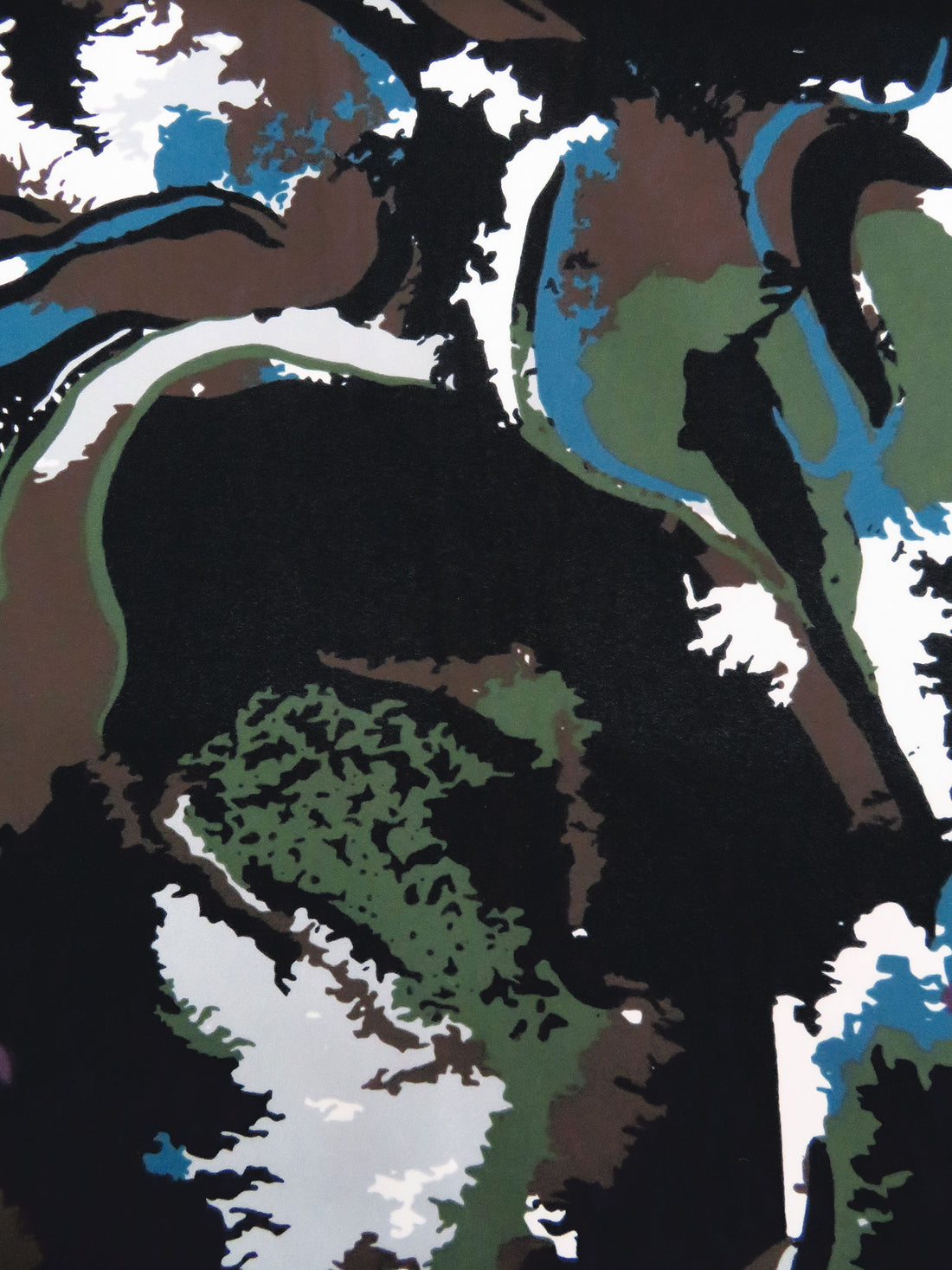 Black/Sea Blue/Army Green/Multi 100% Polyester Abstract Marbling Print Georgette - Norma Kamali - 58W