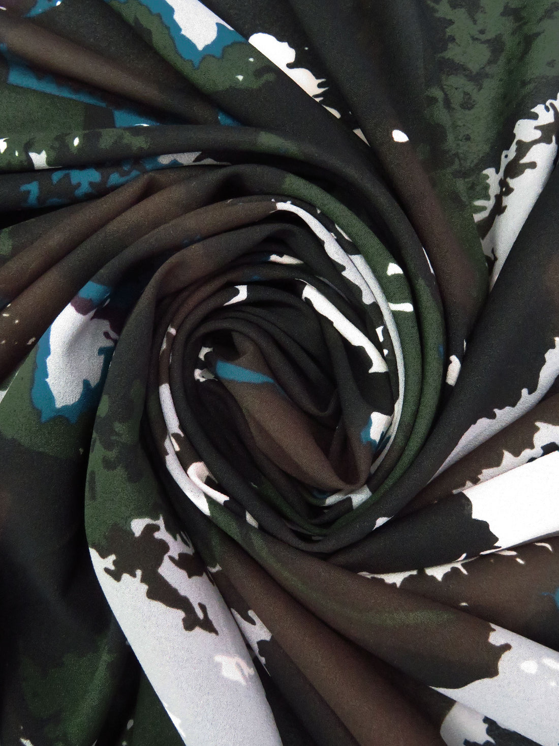 Black/Sea Blue/Army Green/Multi 100% Polyester Abstract Marbling Print Georgette - Norma Kamali - 58W