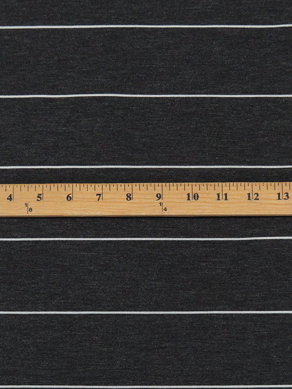 Dark Lead Gray/White Rayon/Nylon/Spandex Yarn-Dyed Horizontal Pin Stripe Stretch Bengaline Suiting - NY Designer - 60W