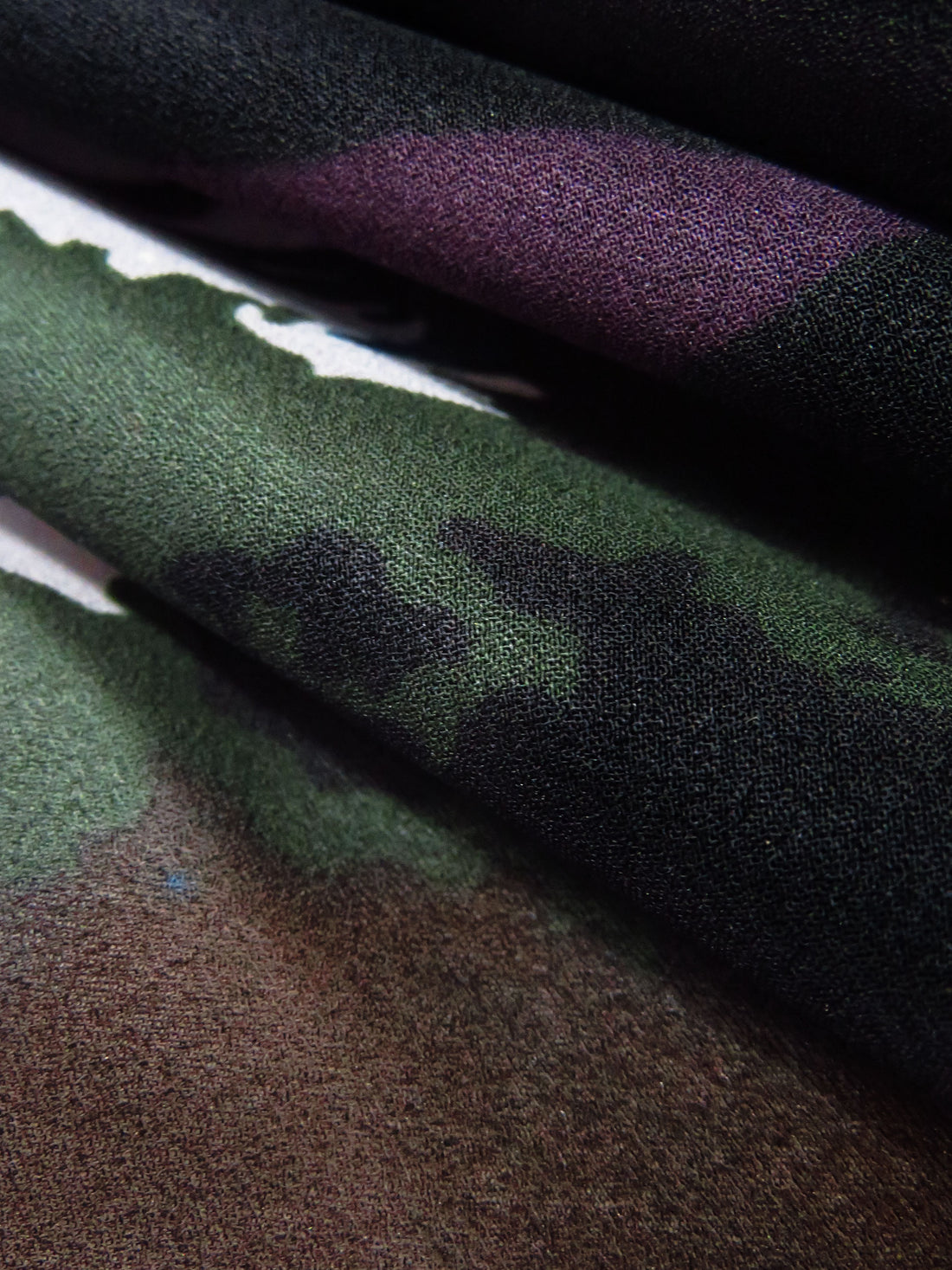Black/Sea Blue/Army Green/Multi 100% Polyester Abstract Marbling Print Georgette - Norma Kamali - 58W