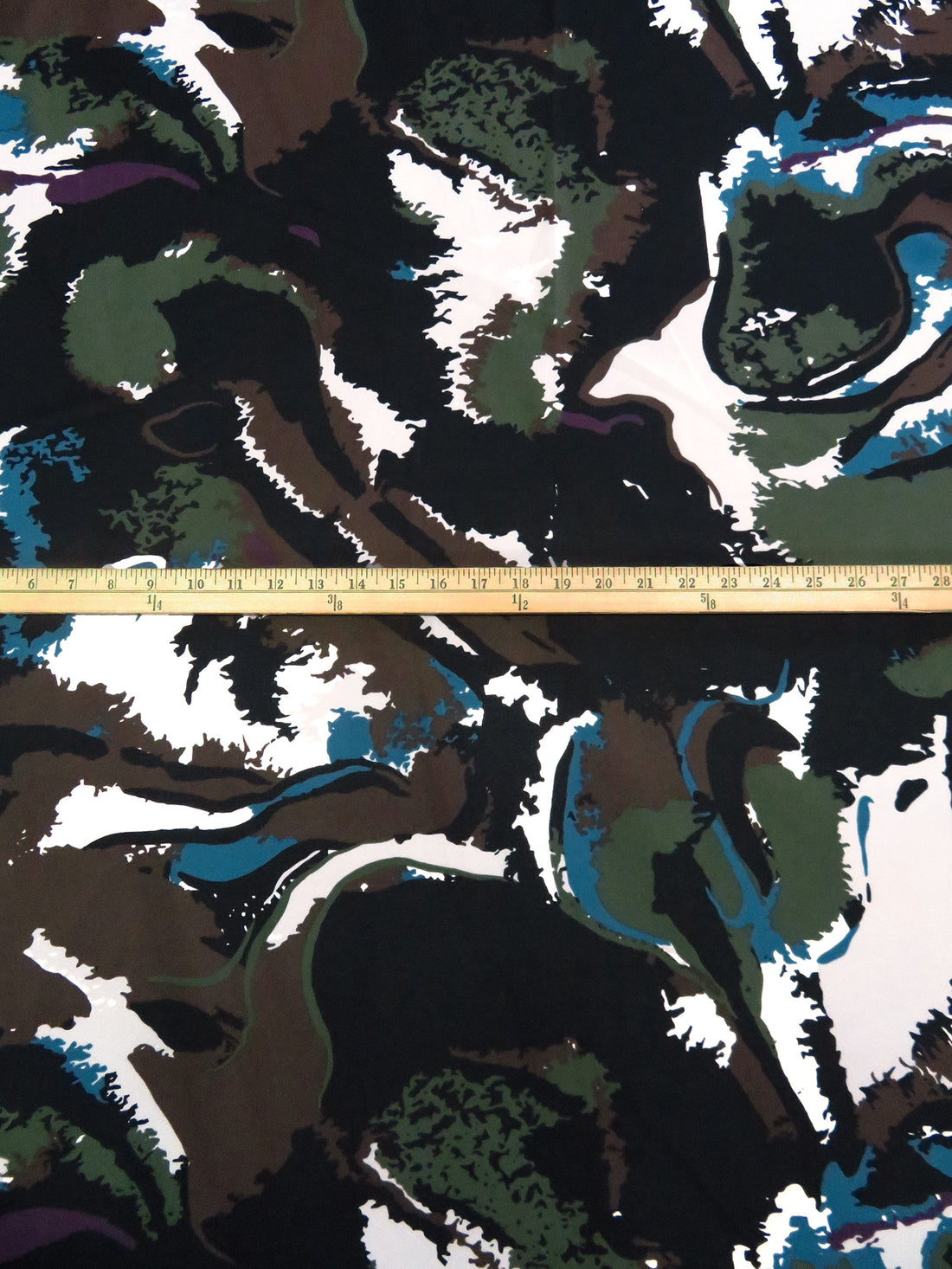 Black/Sea Blue/Army Green/Multi 100% Polyester Abstract Marbling Print Georgette - Norma Kamali - 58W