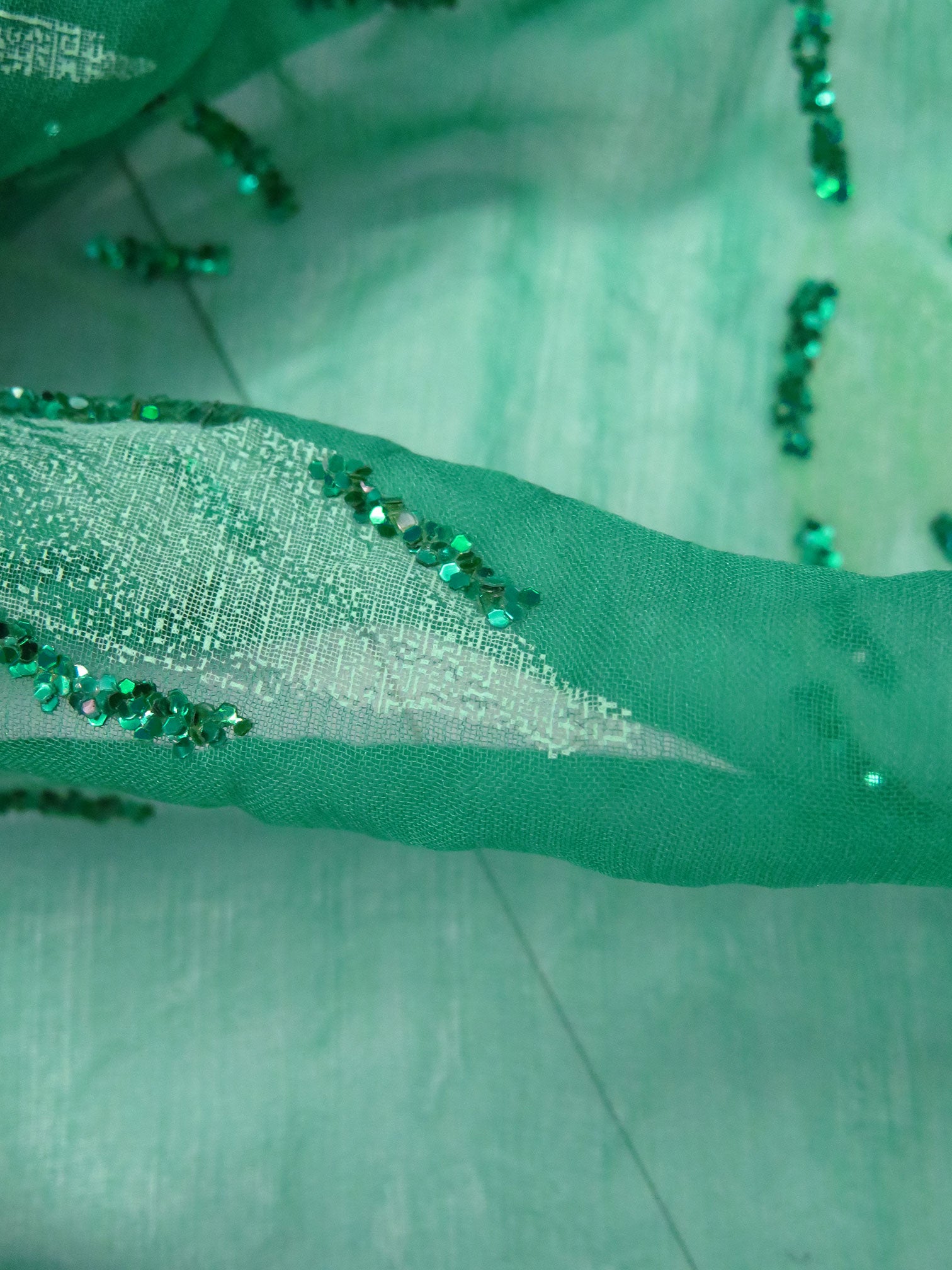 Aqua Green/Pale Green/Pastel Mint/Multi 100% Silk Floral Print
