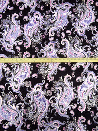 Lavender Purple/Black/Wild Orchid/Multi Polyester/Lycra Large Paisley Print Crepe Double Knit 58W