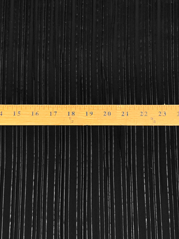 Black Polyester/Lycra Pleated Stretch Suiting - NY Designer - 56W