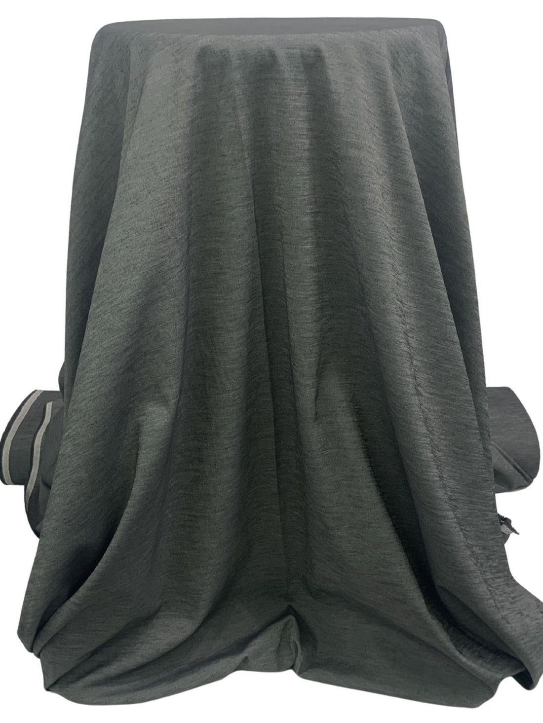 Heathered Steel/Pale Silver Polyester/Rayon/Lycra Chambray-Look Double-Faced Satin - NY Designer - 56W