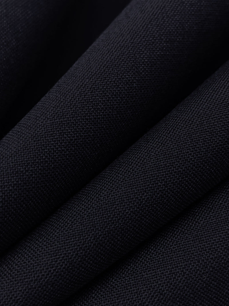 Midnight Navy Polyester/Wool Blend Superfine Plainweave Suiting - Imported From Italy - 60W