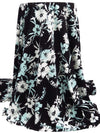 Pale Turquoise/Black/White Polyester/Lycra Floral Print Crepe Double Knit 58W