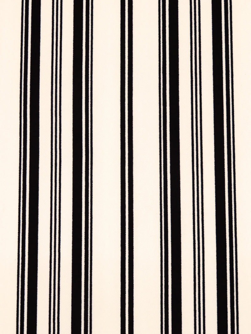 Old Lace/Black Polyester/Lycra Stripe Print Crepe Double Knit 54W