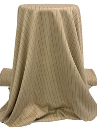 Tan/Charcoal Polyester/Lycra Vertical Stripe Stretch Suiting - NY Designer - 59W