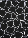 Ink Black/White 100% Cotton Hearts Print Waffle Weave Shirt Weight Woven - NY Designer - 54W