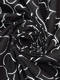 Ink Black/White 100% Cotton Hearts Print Waffle Weave Shirt Weight Woven - NY Designer - 54W