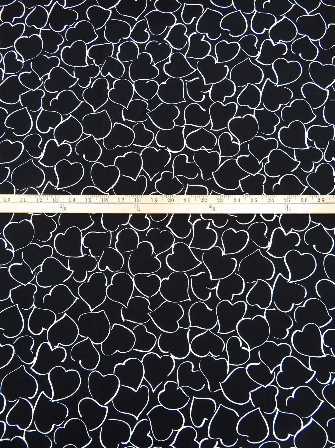 Ink Black/White 100% Cotton Hearts Print Waffle Weave Shirt Weight Woven - NY Designer - 54W