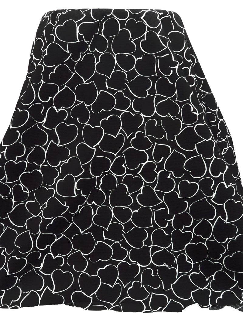 Ink Black/White 100% Cotton Hearts Print Waffle Weave Shirt Weight Woven - NY Designer - 54W