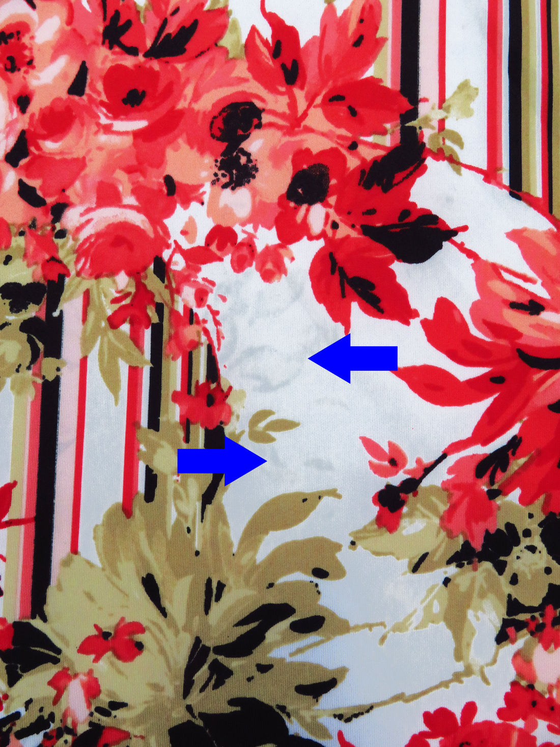 SOLD AS IS ONLY - Deep Carmine Pink/Pale Brown/White/Multi Polyester/Lycra Floral With Stripe Print Scuba Knit 56W